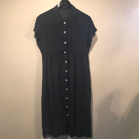 Vintage navy polka dot dress with pockets! - Picture 4 of 5